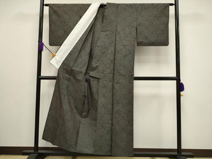 平和屋着物▽本場大島紬　単衣　7マルキ　吉祥文　正絹　逸品　CAAV3888dy