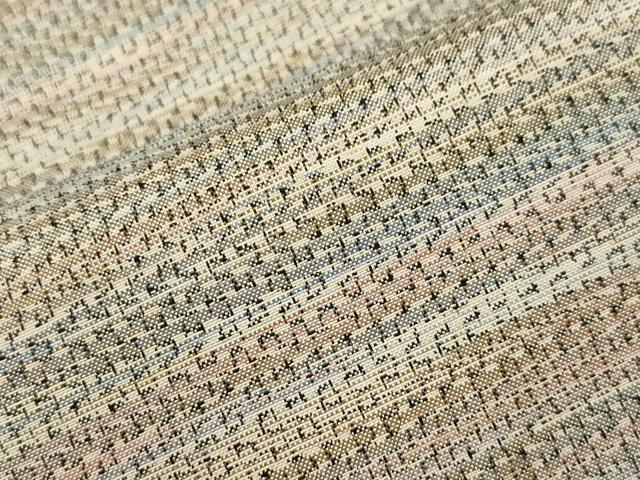 平和屋着物▽上質な紬 単衣 横段文 正絹 逸品 CAAV3889dy