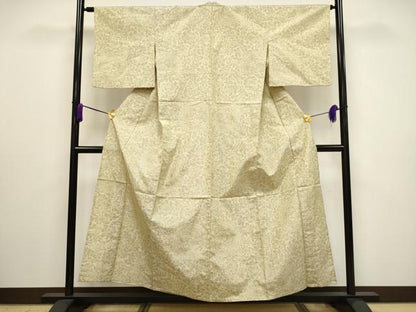 平和屋着物▽上質な紬 単衣 更紗花文 正絹 逸品 CAAV3891dy