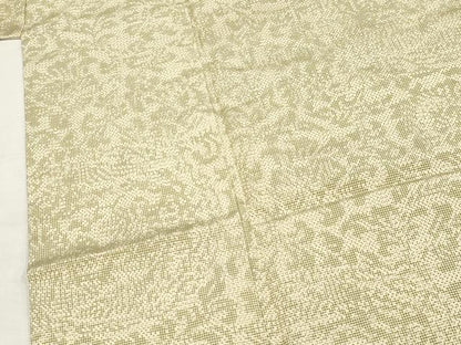 平和屋着物▽上質な紬 単衣 更紗花文 正絹 逸品 CAAV3891dy