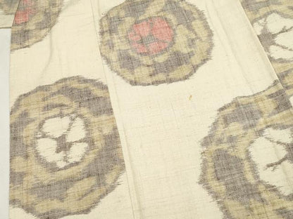 平和屋着物▽上質な紬　単衣　吉祥丸文　正絹　逸品　CAAV3893dy