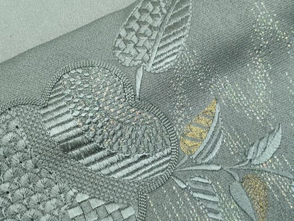 平和屋着物▽訪問着 単衣 総刺繍 草花文 暈し染め 金糸 正絹 逸品 CAAV3894dy