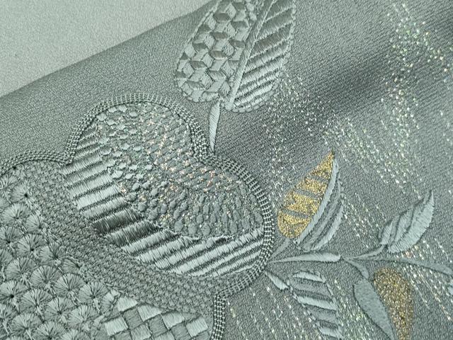 平和屋着物▽訪問着 単衣 総刺繍 草花文 暈し染め 金糸 正絹 逸品 CAAV3894dy