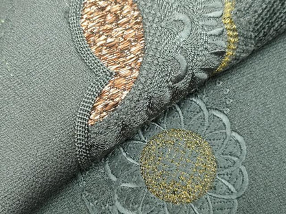 平和屋着物▽訪問着 単衣 総刺繍 草花文 暈し染め 金糸 正絹 逸品 CAAV3894dy