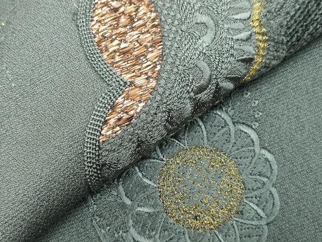 平和屋着物▽訪問着 単衣 総刺繍 草花文 暈し染め 金糸 正絹 逸品 CAAV3894dy