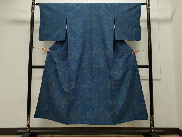 平和屋着物▽上質な小紋　単衣　草花文　CAAV3899dy