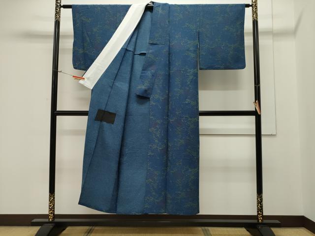 平和屋着物▽上質な小紋　単衣　草花文　CAAV3899dy