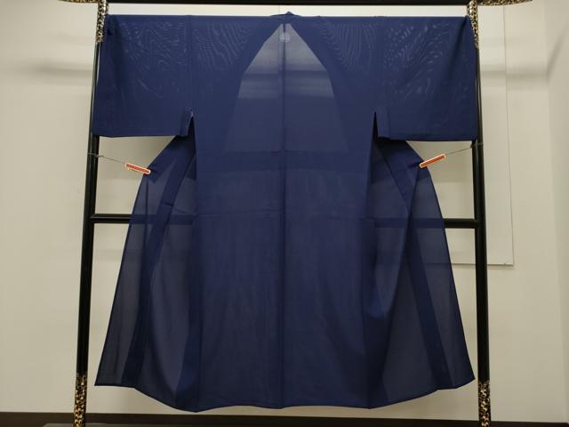平和屋着物＊夏物　男性　色無地　絽　留紺色　キングサイズ　正絹　逸品　CAAV3985dy