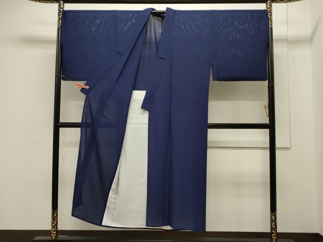 平和屋着物＊夏物　男性　色無地　絽　留紺色　キングサイズ　正絹　逸品　CAAV3985dy