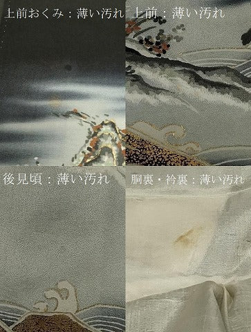 平和屋着物■豪華黒留袖 立波風景文 暈し染め 金彩 正絹 逸品 CAAV4205in