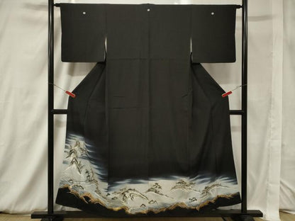 平和屋着物■豪華黒留袖 立波風景文 暈し染め 金彩 正絹 逸品 CAAV4205in
