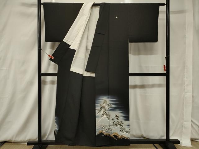 平和屋着物■豪華黒留袖 立波風景文 暈し染め 金彩 正絹 逸品 CAAV4205in