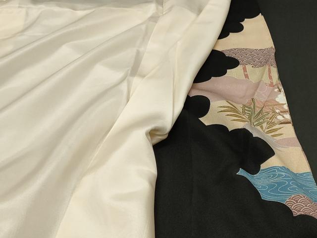 平和屋着物■豪華黒留袖 駒刺繍 流水風景文 正絹 逸品 CAAV4207in
