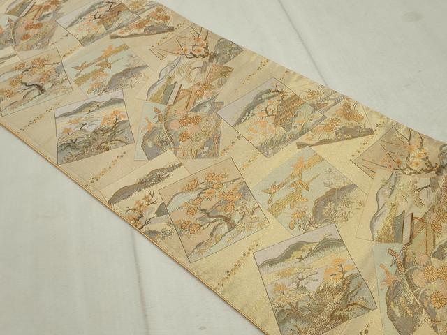 平和屋着物◎六通柄袋帯　瀞吉兆　色紙重ね風景文　金糸　正絹　逸品　CAAV4302in