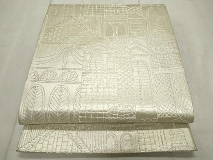 平和屋着物◎六通柄袋帯 風景文 銀糸 正絹 逸品 CAAV4304in