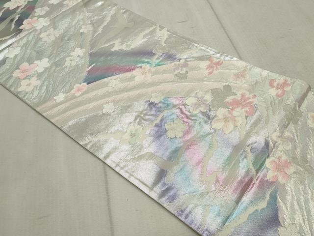 平和屋着物◎六通柄袋帯 飛鳥舞花文 銀糸 正絹 逸品 CAAV4305in