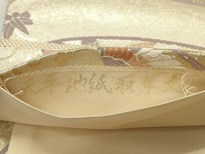 平和屋着物◎六通柄袋帯 唐織 天平地紙取華文 金糸 正絹 逸品 CAAV4313in
