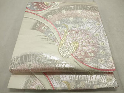 平和屋着物◎六通柄袋帯 唐織 孔雀文 金銀糸 正絹 逸品 CAAV4321in