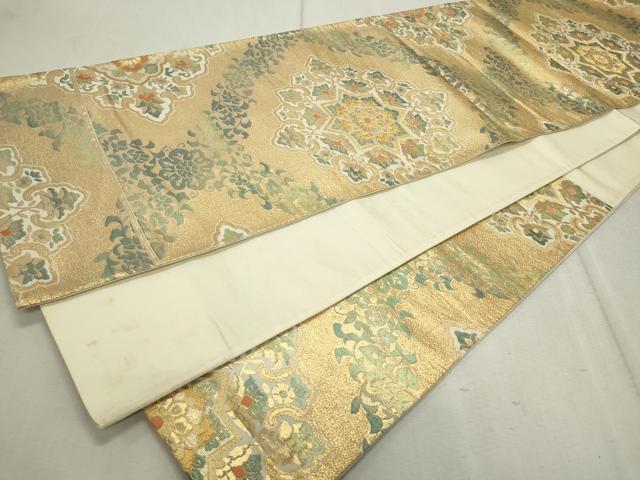 平和屋着物◎西陣 六通柄袋帯 正倉院花文 金糸 正絹 逸品 CAAV4331in