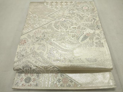 平和屋着物◎六通柄袋帯 松皮亀甲更紗文 銀糸 正絹 逸品 CAAV4332in