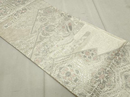 平和屋着物◎六通柄袋帯 松皮亀甲更紗文 銀糸 正絹 逸品 CAAV4332in