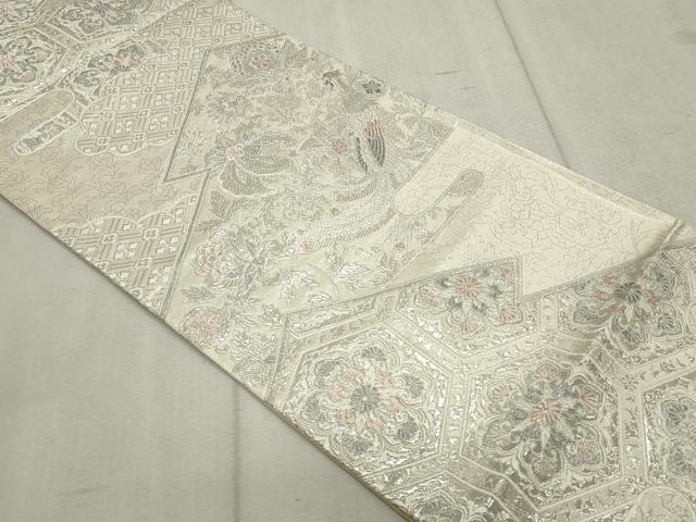 平和屋着物◎六通柄袋帯 松皮亀甲更紗文 銀糸 正絹 逸品 CAAV4332in