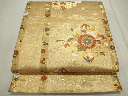 平和屋着物◎六通柄袋帯 唐織 献上松皮菱文 金糸 正絹 逸品 CAAV4333in