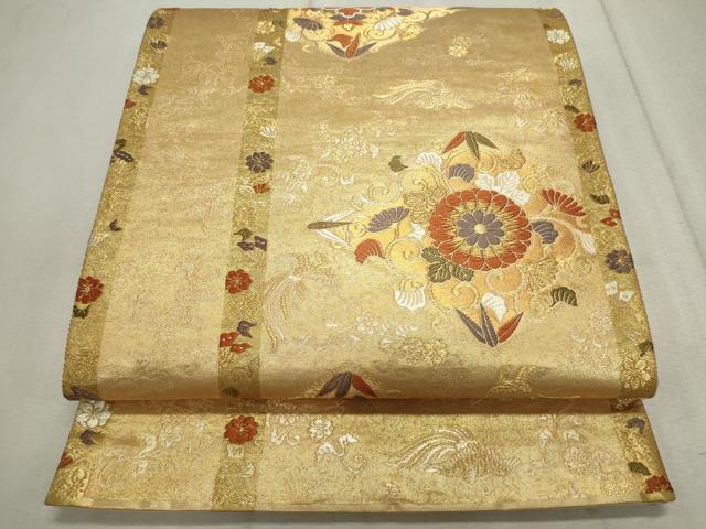 平和屋着物◎六通柄袋帯 唐織 献上松皮菱文 金糸 正絹 逸品 CAAV4333in