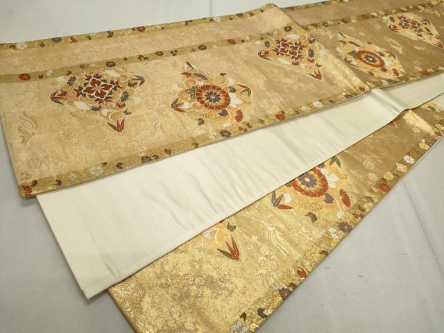 平和屋着物◎六通柄袋帯 唐織 献上松皮菱文 金糸 正絹 逸品 CAAV4333in