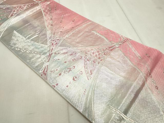 平和屋着物◎六通柄袋帯 吉祥文 銀糸 正絹 逸品 CAAV4347in