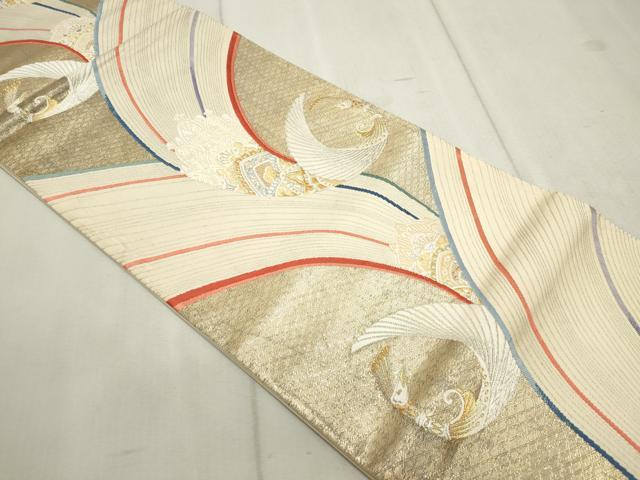 平和屋着物◎六通柄袋帯 唐織 孔雀文 金銀糸 正絹 逸品 CAAV4353in
