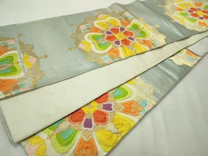 平和屋着物◎六通柄袋帯 唐織 正倉院花文 金銀糸 正絹 逸品 CAAV4361in
