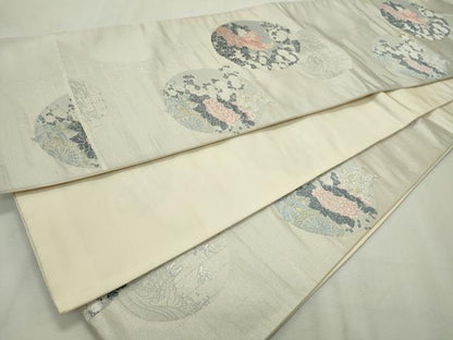 平和屋着物◎六通柄袋帯 唐織 花鳥丸文 金銀糸 正絹 逸品 CAAV4385in