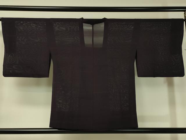 平和屋着物▽道行コート スリーシーズン 春夏秋 塵除け 絽 霞紋紗 深紫色 正絹 逸品 CAAV4404vp