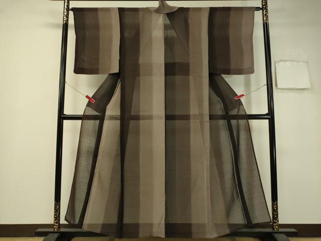 平和屋着物＊夏物 紗紬 間道 正絹 逸品 CAAV4514vp