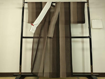平和屋着物＊夏物 紗紬 間道 正絹 逸品 CAAV4514vp