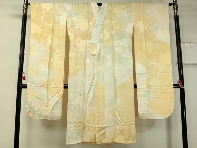 平和屋着物●振袖用長襦袢　無双仕立て　舞桜地紋　暈し染め　半衿刺繍　正絹　逸品　CAAV4691vp