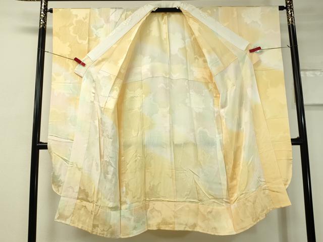 平和屋着物●振袖用長襦袢　無双仕立て　舞桜地紋　暈し染め　半衿刺繍　正絹　逸品　CAAV4691vp