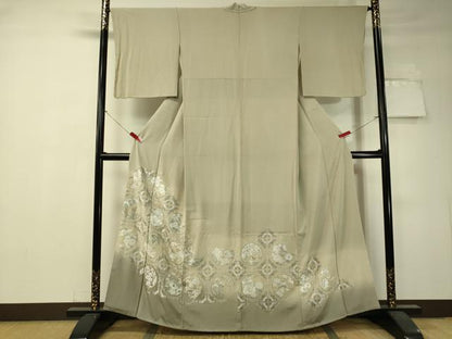 平和屋着物●色留訪問着　総刺繍　花鳥蝶丸文　暈し染め　金彩　さが美扱い　正絹　逸品　未使用　CAAV4701vp