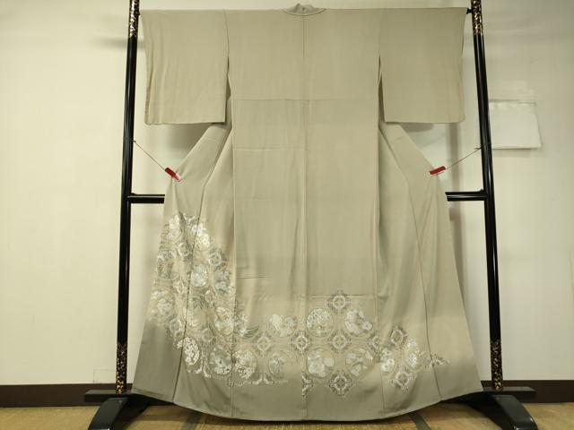 平和屋着物●色留訪問着　総刺繍　花鳥蝶丸文　暈し染め　金彩　さが美扱い　正絹　逸品　未使用　CAAV4701vp