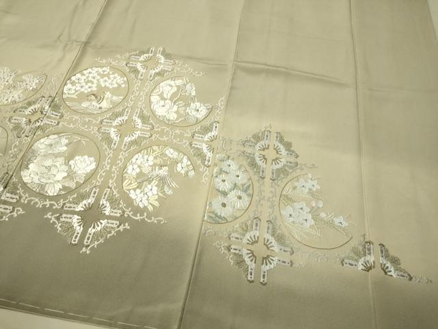 平和屋着物●色留訪問着　総刺繍　花鳥蝶丸文　暈し染め　金彩　さが美扱い　正絹　逸品　未使用　CAAV4701vp