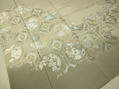 平和屋着物●色留訪問着　総刺繍　花鳥蝶丸文　暈し染め　金彩　さが美扱い　正絹　逸品　未使用　CAAV4701vp