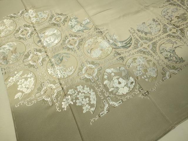 平和屋着物●色留訪問着　総刺繍　花鳥蝶丸文　暈し染め　金彩　さが美扱い　正絹　逸品　未使用　CAAV4701vp