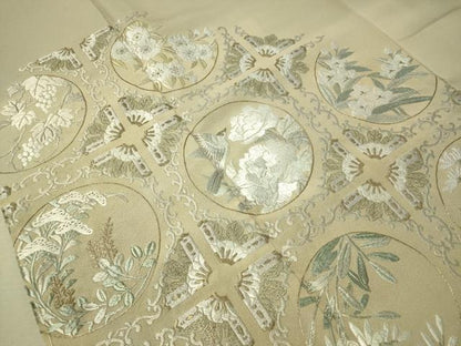 平和屋着物●色留訪問着　総刺繍　花鳥蝶丸文　暈し染め　金彩　さが美扱い　正絹　逸品　未使用　CAAV4701vp