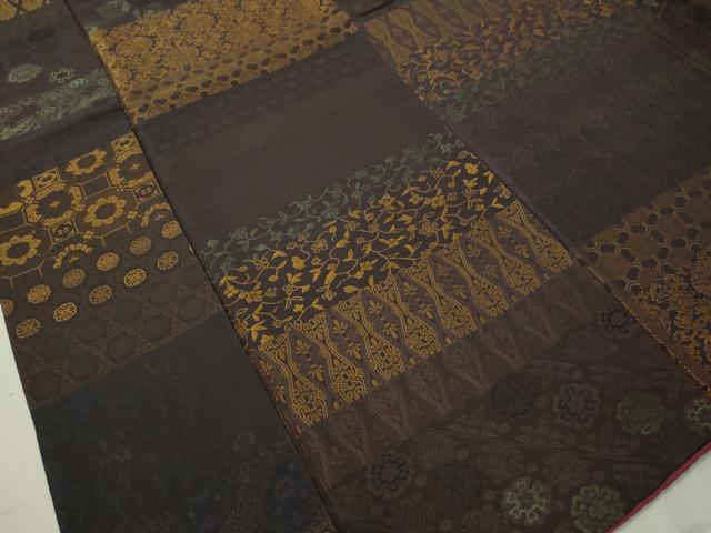 平和屋着物●極上　お召　横段吉祥花文　正絹　逸品　CAAV4708vp
