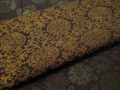 平和屋着物●極上　お召　横段吉祥花文　正絹　逸品　CAAV4708vp