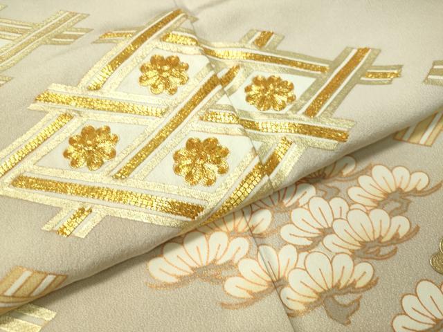 平和屋着物●豪華色留袖　駒刺繍　籬菱花松文　金彩　正絹　逸品　CAAV4714vp