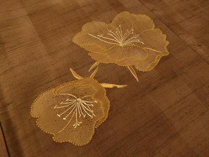 平和屋着物●中国三大刺繍 相良刺繍 訪問着 紬地 総刺繍 舞花文 さが美扱い 正絹 逸品 CAAV4731vp