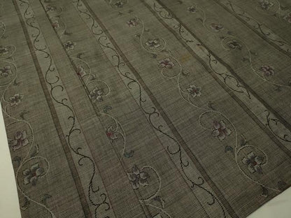 平和屋着物●本場大島紬 9マルキ 花唐草間道 正絹 逸品 CAAV4736vp