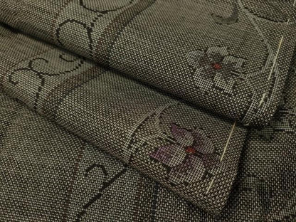 平和屋着物●本場大島紬 9マルキ 花唐草間道 正絹 逸品 CAAV4736vp